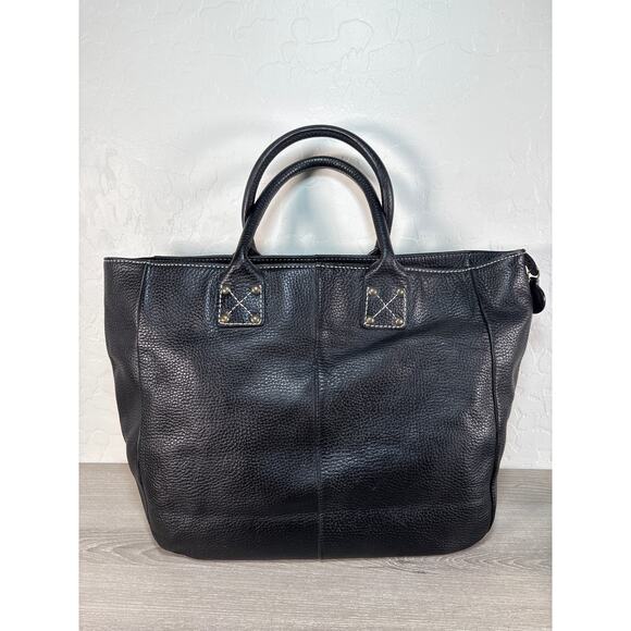 Vintage Gap Black Leather Purse Large Tote Y2K Interior Liner with Horses Studs - Picture 1 of 8